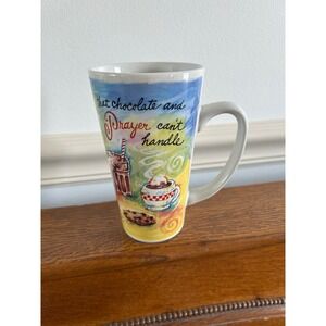 Abbey Press 1999 Chocolate and Prayer Dessert Latte Mug Tall Ceramic Coffee Cup